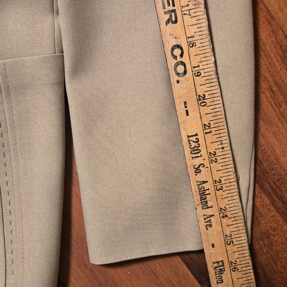 Vintage 70s Tan Johnny Carson Three Piece Suit Light Beige Dapper Size 46R 40x31 - Picture 5 of 16